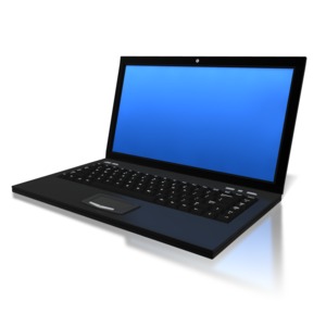 Blue Screen Laptop PowerPoint clipart graphic preview.