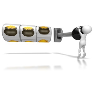 Stick Figure Slot Machine Pull Lever PowerPoint clipart graphic preview.