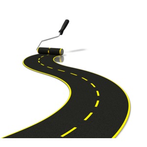 Painting Road With Roller PowerPoint clipart graphic preview.