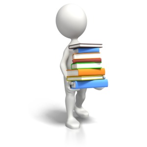 Stick Figure Carrying Book Load PowerPoint clipart graphic preview.