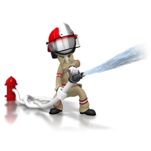 Firefighter Spraying Hose PowerPoint clipart graphic preview.