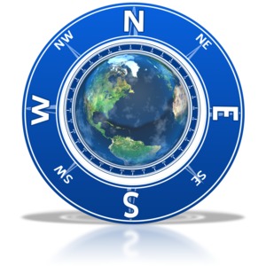 Compass Around the Earth PowerPoint clipart graphic preview.