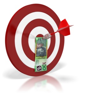 Australian Bullseye Money PowerPoint clipart graphic preview.