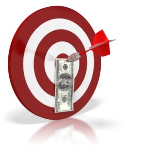 Bullseye Money Dollar PowerPoint clipart graphic preview.