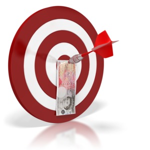 British Pound Bullseye Money PowerPoint clipart graphic preview.