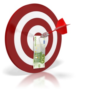 Euro Bullseye Money PowerPoint clipart graphic preview.