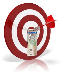 Canadian Bullseye Money PowerPoint clipart graphic preview.