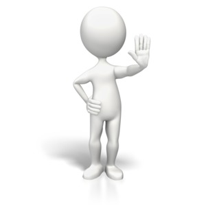 Stick Figure Hand Up Stop PowerPoint clipart graphic preview.