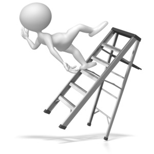 Stick Figure Falling Off Ladder PowerPoint clipart graphic preview.