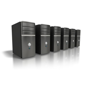 Computer Towers Aligned PowerPoint clipart graphic preview.
