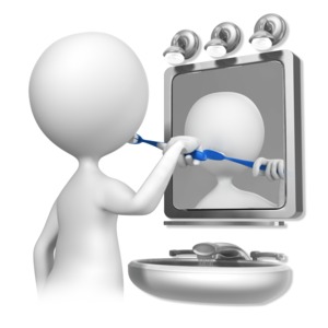 Stick Figure Brushing Teeth PowerPoint clipart graphic preview.