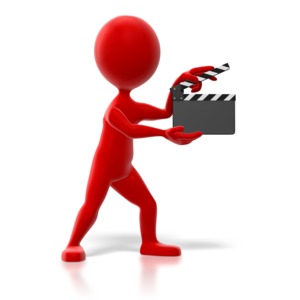 Stick Figure Colored With Clap Board PowerPoint clipart graphic preview.