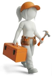 Woman Carpenter Walking PowerPoint clipart graphic preview.