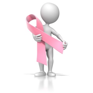 Stick Figure Holding Pink Ribbon PowerPoint clipart graphic preview.