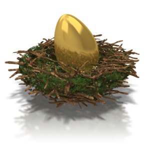 Golden Nest Egg PowerPoint clipart graphic preview.
