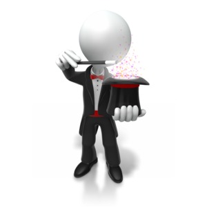 Magician Performing Trick PowerPoint clipart graphic preview.