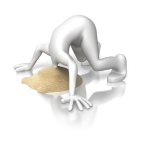 Stick Figure Head Stuck In Sand PowerPoint clipart graphic preview.