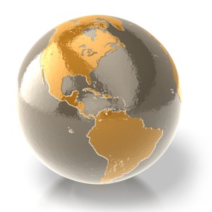 Golden Earth PowerPoint clipart graphic preview.