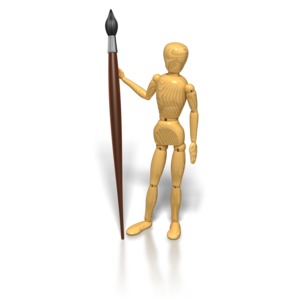 Artist Mannequin Brush PowerPoint clipart graphic preview.