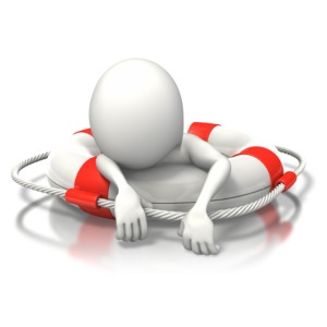 Stick Figure Buoy Exhausted PowerPoint clipart graphic preview.