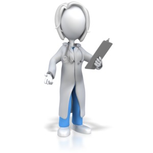 Female Doctor or Nurse With Clipboard PowerPoint clipart graphic preview.