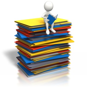 Stick Figure Browsing Open Folder PowerPoint clipart graphic preview.