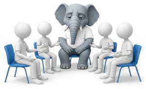 Elephant In Room PowerPoint clipart graphic preview.