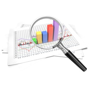 Financial Data Zoom In Magnify PowerPoint clipart graphic preview.