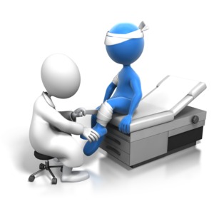 Doctor or Nurse Bandaging Up Patient PowerPoint clipart graphic preview.
