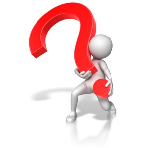Stick Figure Lifting Heavy Question Mark PowerPoint clipart graphic preview.