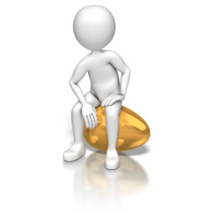 Stick Figure Sitting On Egg PowerPoint clipart graphic preview.