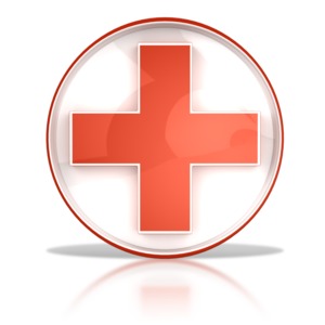 Hospital Health Cross Button PowerPoint clipart graphic preview.