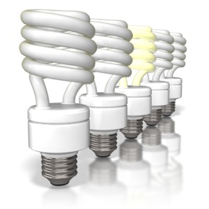 Cfl Light Bulbs Row PowerPoint clipart graphic preview.