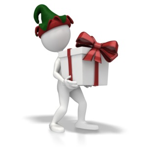 Christmas Elf Present PowerPoint clipart graphic preview.