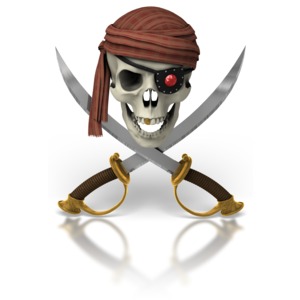 Pirate Skull And Swords PowerPoint clipart graphic preview.