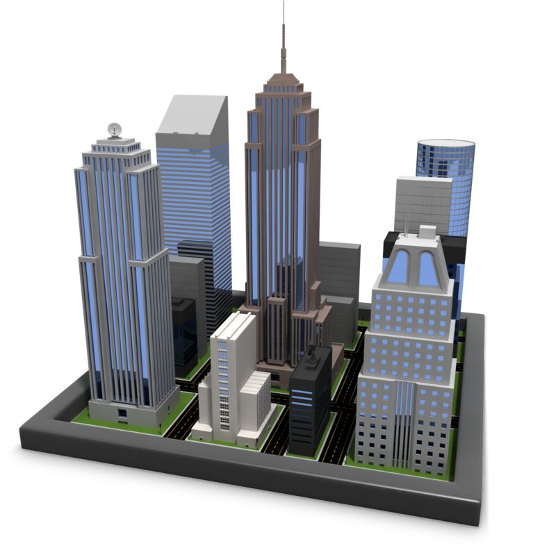High-resolution clipart illustration of City Blocks, designed for corporate facility safety compliance, residential property access control, and physical security asset management.