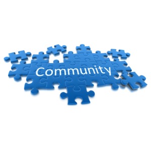 Puzzle Pieces Community PowerPoint clipart graphic preview.