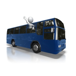 Stick Figure Bus Trip PowerPoint clipart graphic preview.