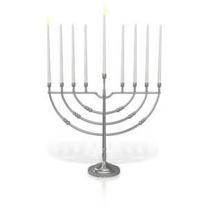 Menorah One Candle Lit PowerPoint clipart graphic preview.