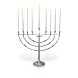 Menorah Fifth Canle Lit PowerPoint clipart graphic preview.