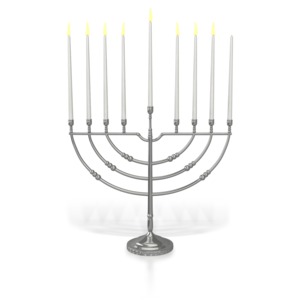 Menorah Seventh Candle Lit PowerPoint clipart graphic preview.
