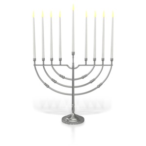 Menorah Eighth Candle Lit PowerPoint clipart graphic preview.
