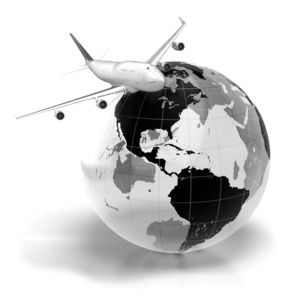 Flight Across The World PowerPoint clipart graphic preview.