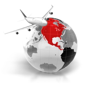 Flight To North America PowerPoint clipart graphic preview.
