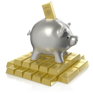 Investing in Gold PowerPoint clipart graphic preview.