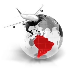 Flight To South America PowerPoint clipart graphic preview.