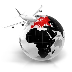 Flight To Europe PowerPoint clipart graphic preview.