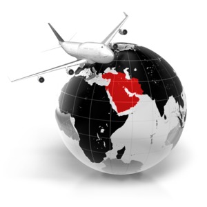 Flight To Middle East PowerPoint clipart graphic preview.