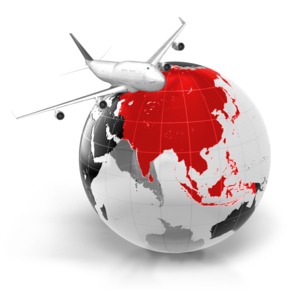 Flight To Asia PowerPoint clipart graphic preview.