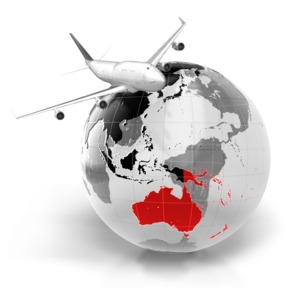 Flight To Australia PowerPoint clipart graphic preview.